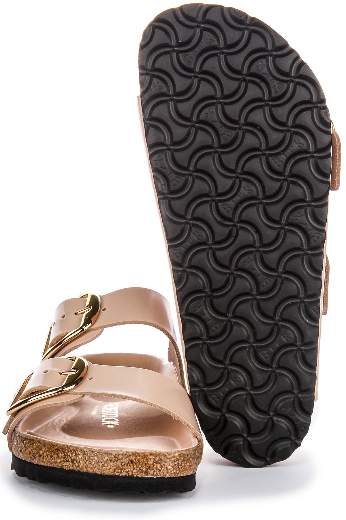 Birkenstock Arizona Big Buckle Semi Exquisite FB Suola EVA Sandali Donna in Pelle Beige
