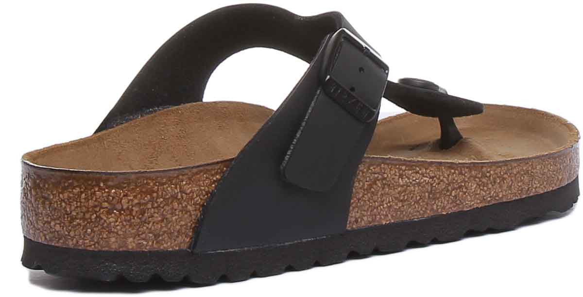 Sandalia Birkenstock Gizeh para mujer Birko Flor T Bar en negro, estilo chanclas