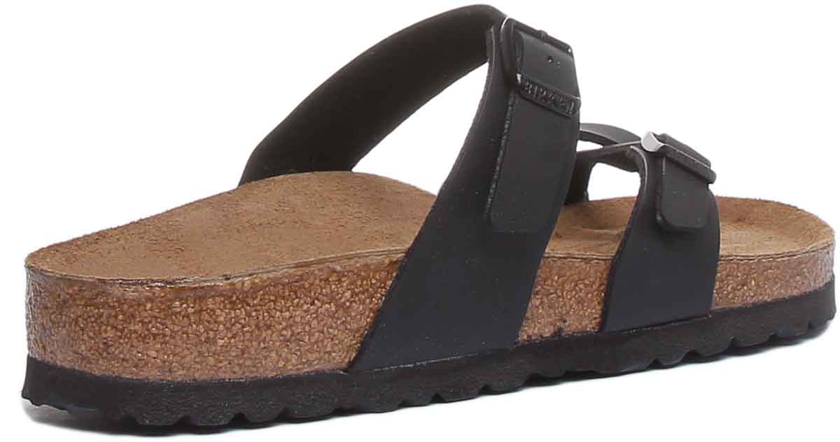 Sandalia Birkenstock Mayari eléctrica con tiras metálicas para mujer en negro