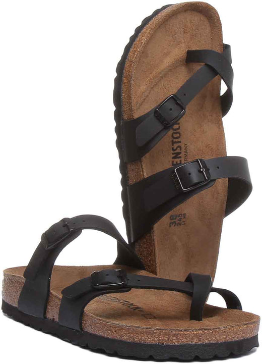 Sandalia Birkenstock Mayari eléctrica con tiras metálicas para mujer en negro
