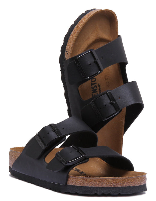 Birkenstock Arizona Sandale Birko Flor en noir à double lanière poure