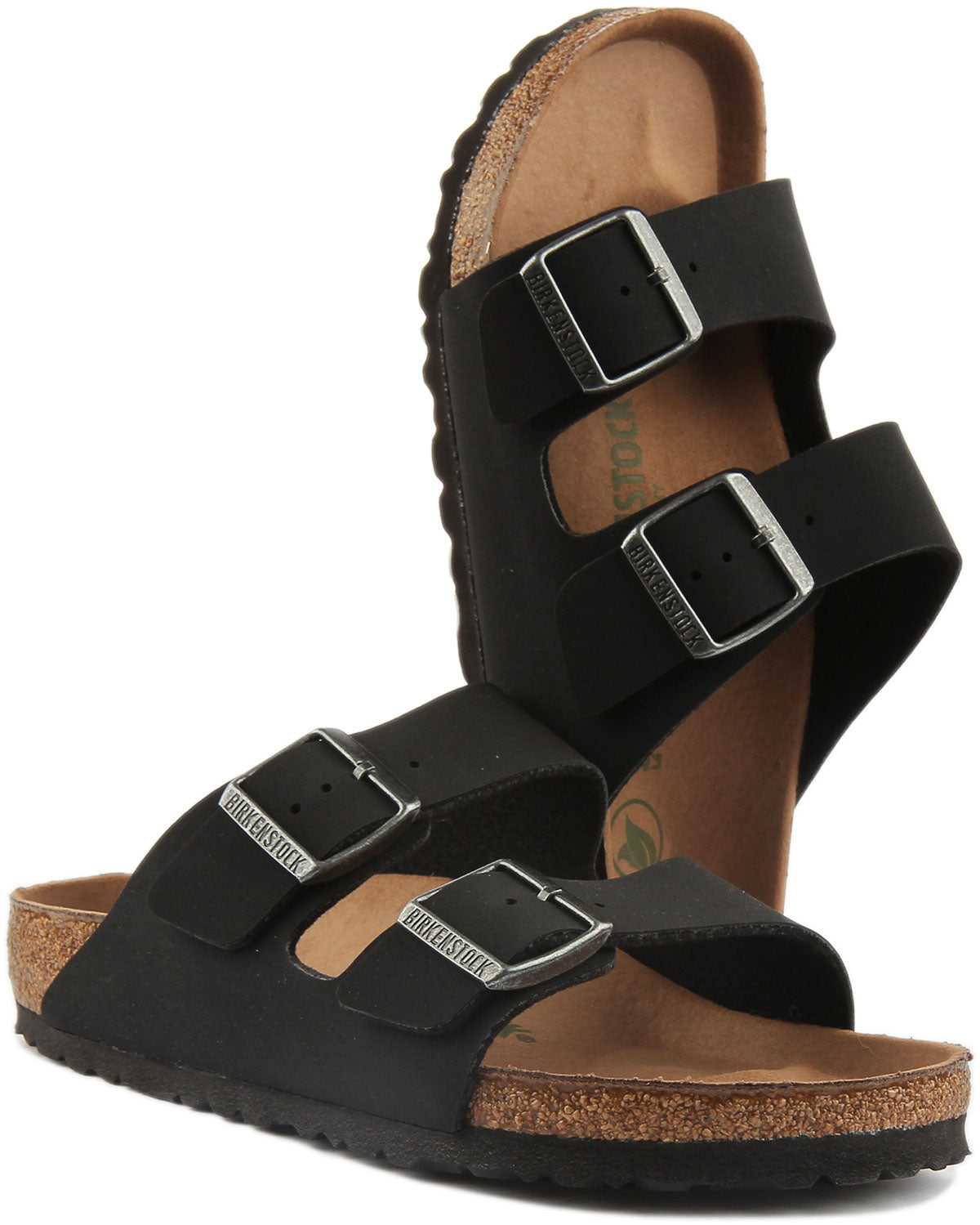 Birkenstock Arizona Vegan sandalen voor dames in Birko Flor zwart