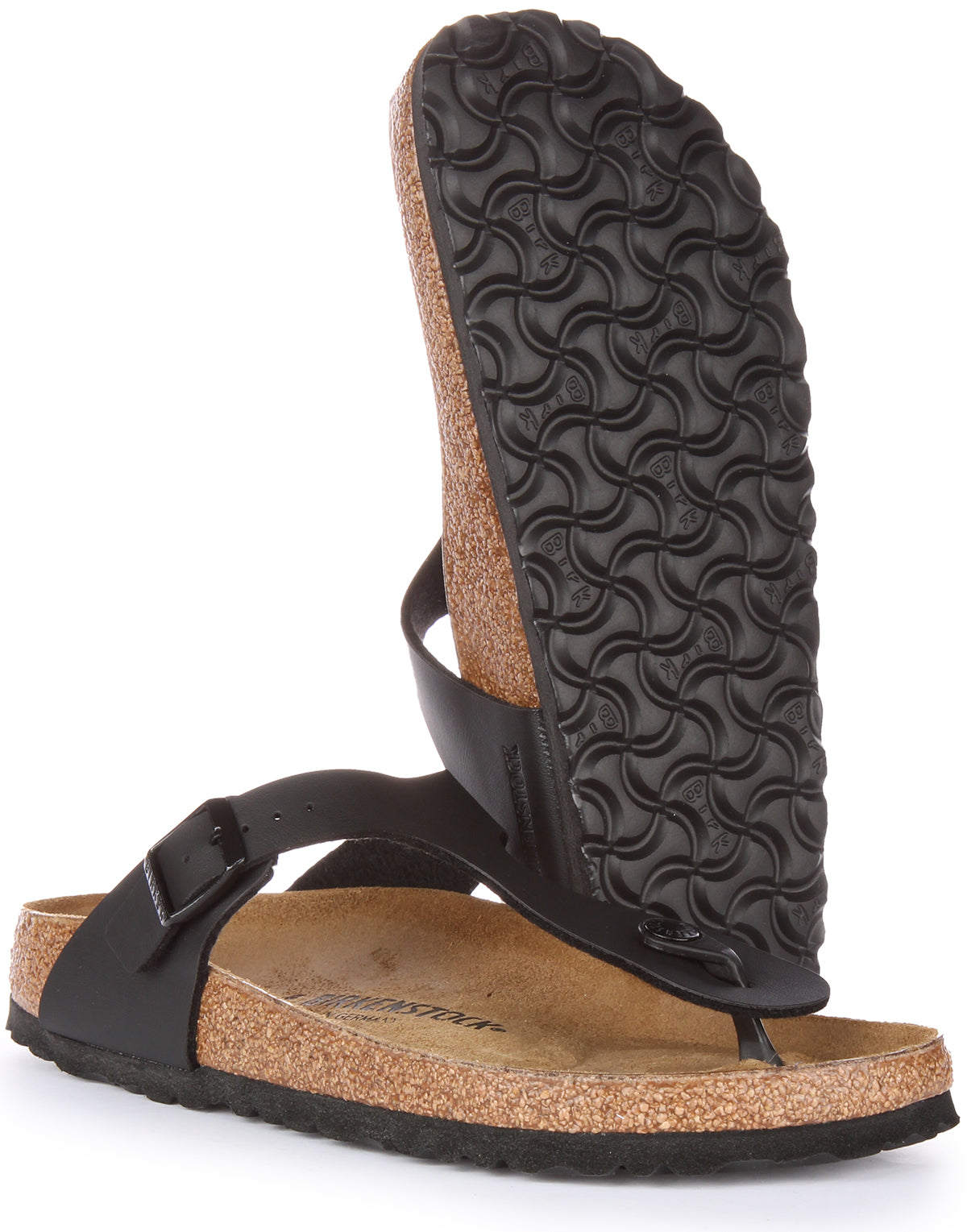 Birkenstock Gizeh Sandales de style tong Birko Flor pour femmes en noir
