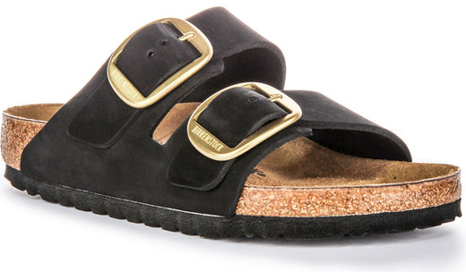 Sandali Birkenstock Arizona Big Buckle in pelle scamosciata neri da donna