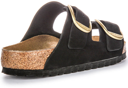 Sandali Birkenstock Arizona Big Buckle in pelle scamosciata neri da donna