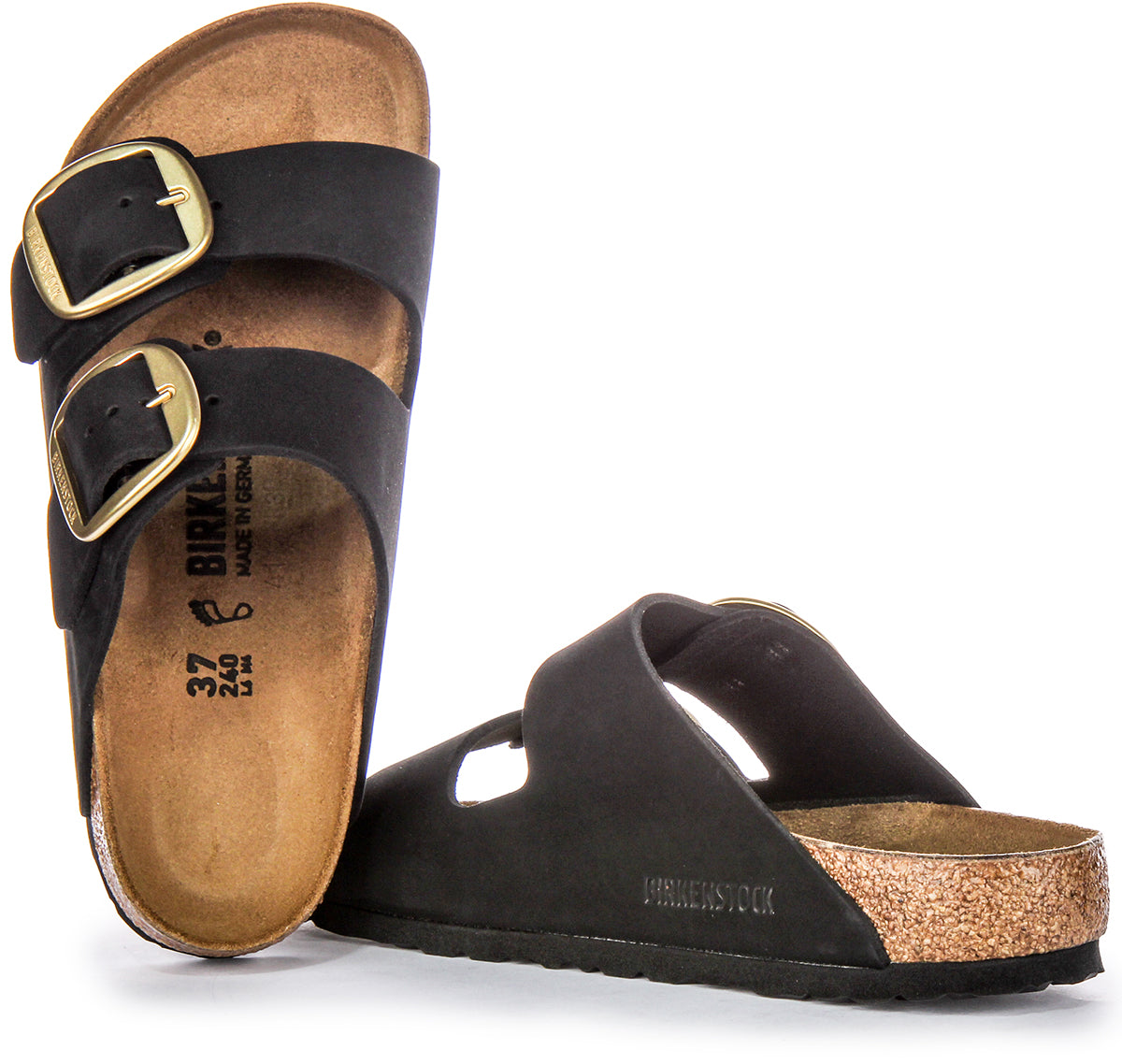 Sandali Birkenstock Arizona Big Buckle in pelle scamosciata neri da donna