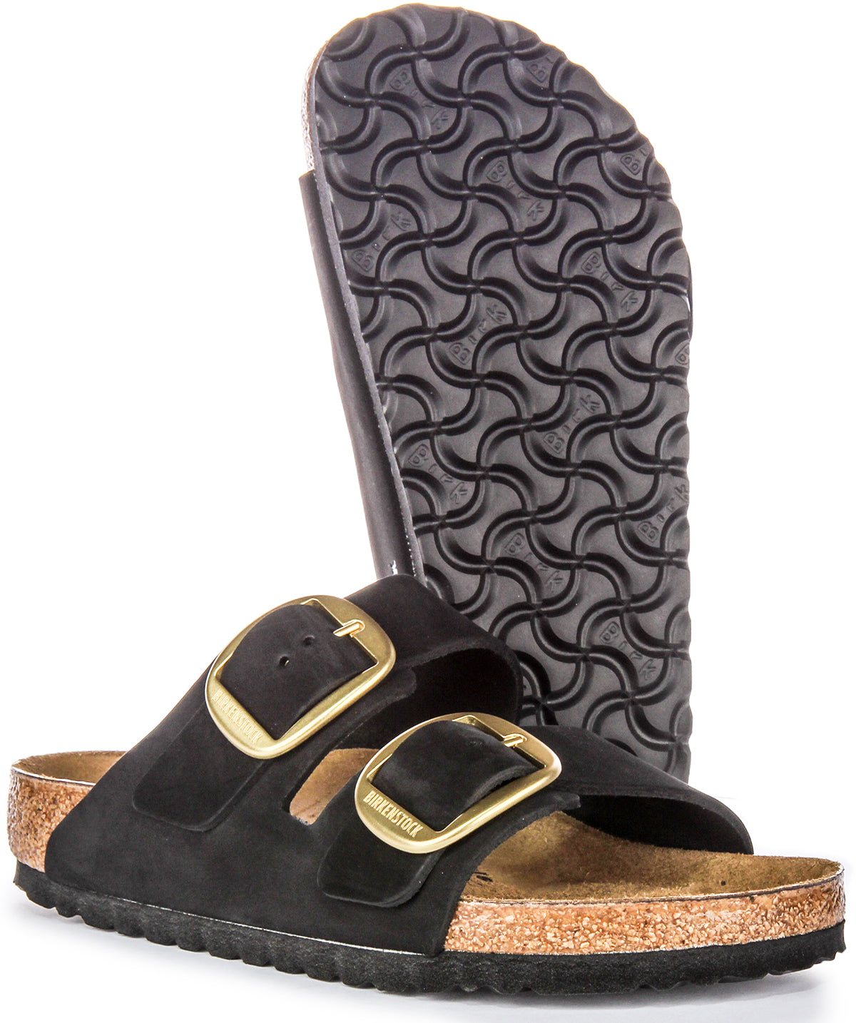 Sandali Birkenstock Arizona Big Buckle in pelle scamosciata neri da donna
