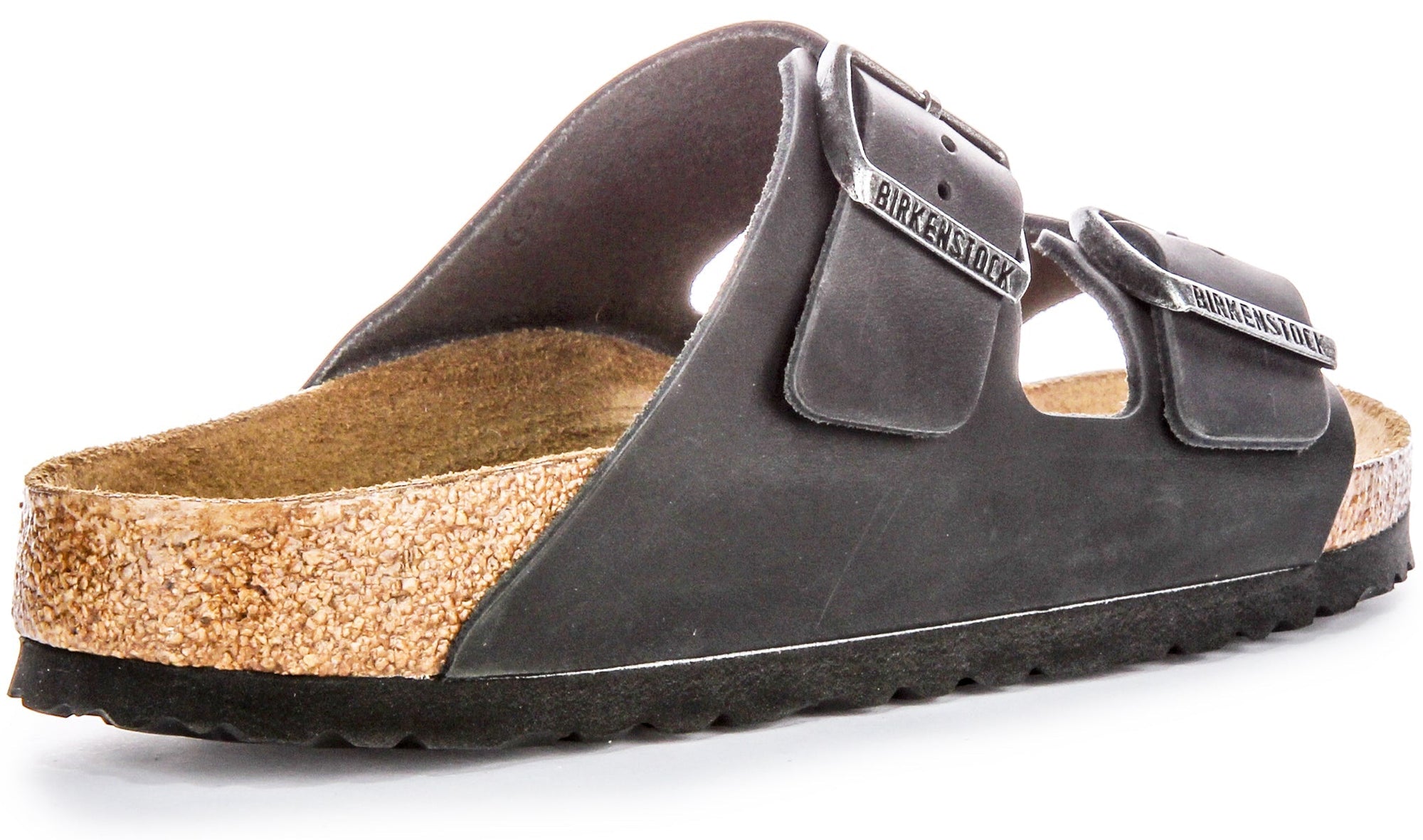 Birkenstock Arizona BS Sandales en Cuir Huilé avec Deux Brides Ajustables et Semelle en Liège Anatomique pour Femmes en Noir