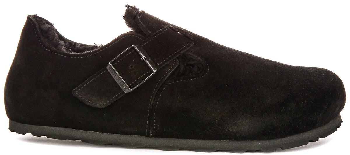 Birkenstock London Shearling in Nero | Vestibilità Regolare