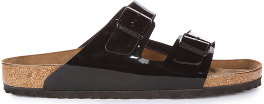 Birkenstock Arizona Birko Flor lakleren sandalen in glanzend zwart