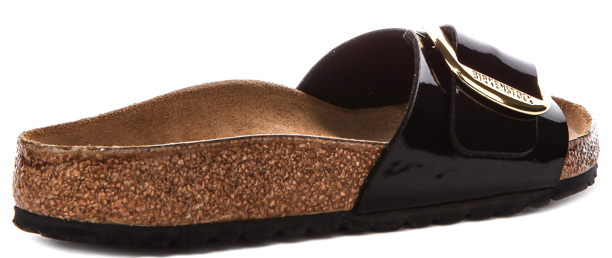 Birkenstock Madrid Grande Boucle en Noir Verni pour Femmes | Coupe Standard