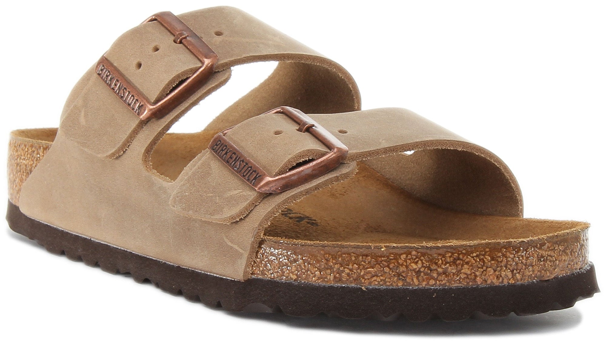 Sandales Birkenstock Arizona à deux brides en cuir nubuck huilé pour femmes en brun