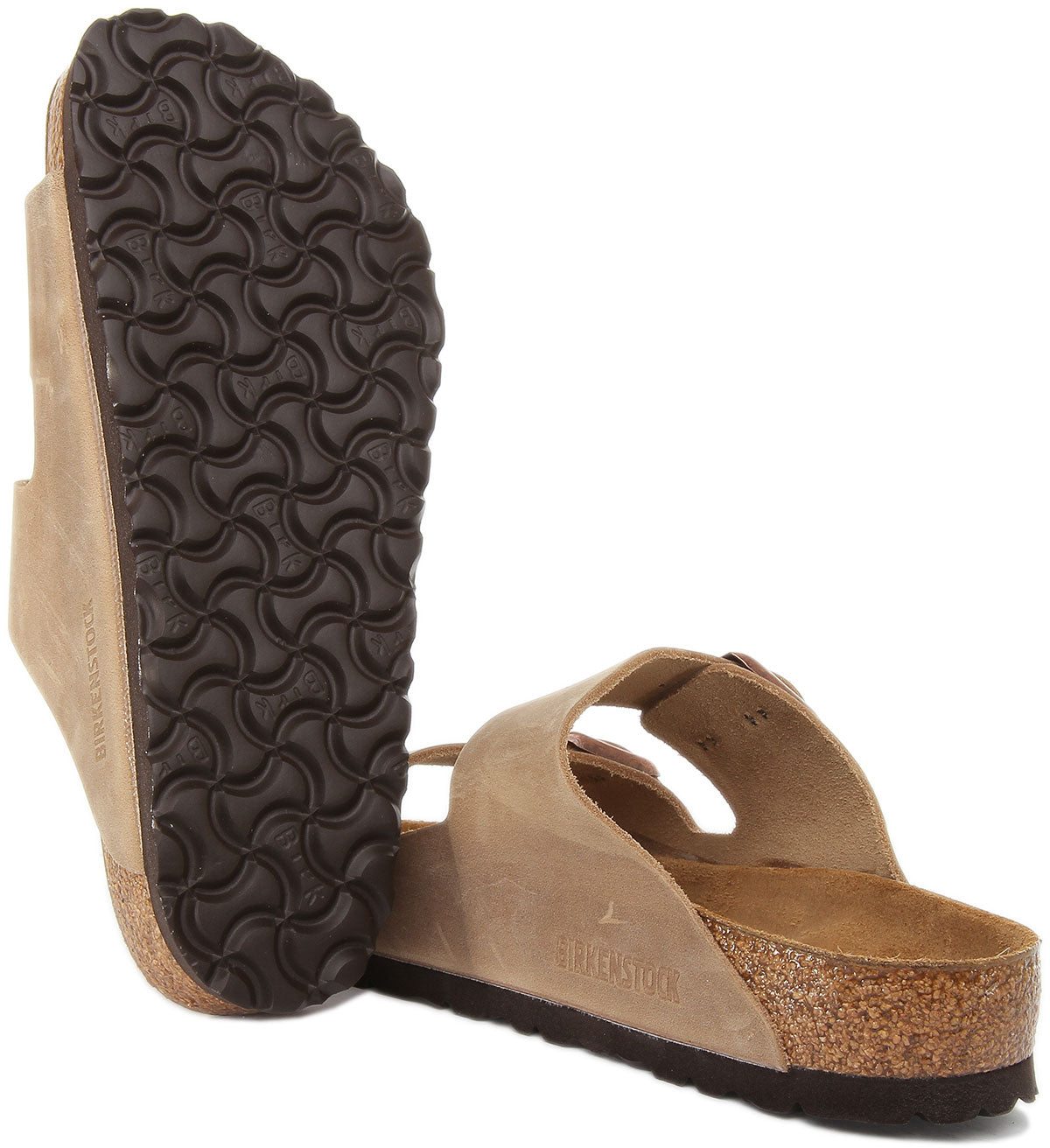 Birkenstock Arizona sandaler med två remmar i oljat nubuckläder för kvinnor i brunt