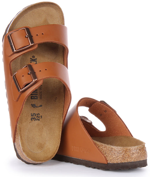Birkenstock Arizona Sandale en cuir naturel poure en brun