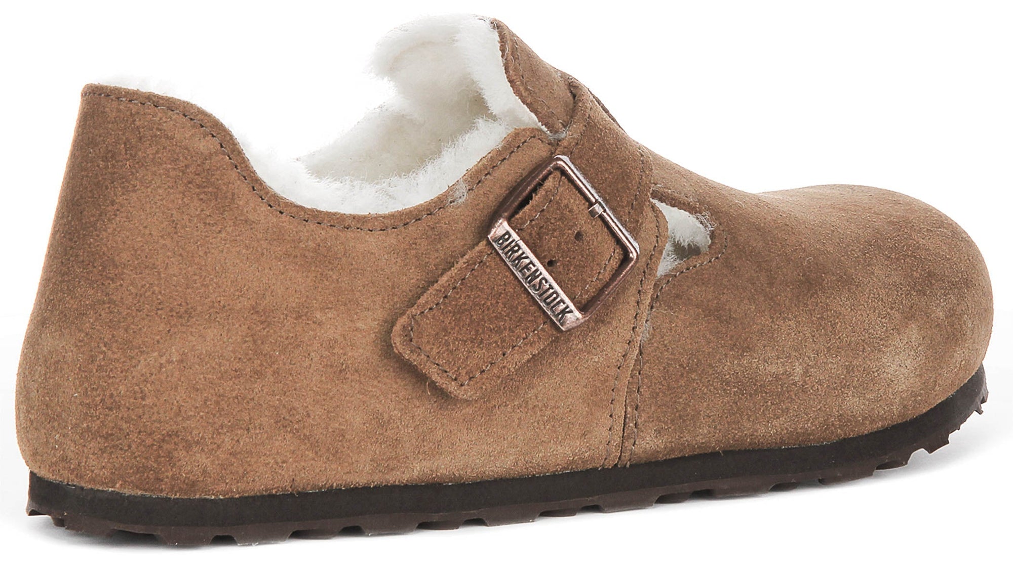Birkenstock London Shearling in Camoscio Marrone | Taglio Regolare