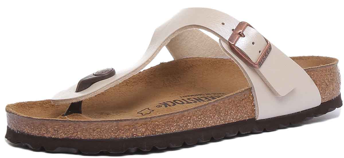 Sandali Birkenstock Gizeh da donna in Birko Flor crema