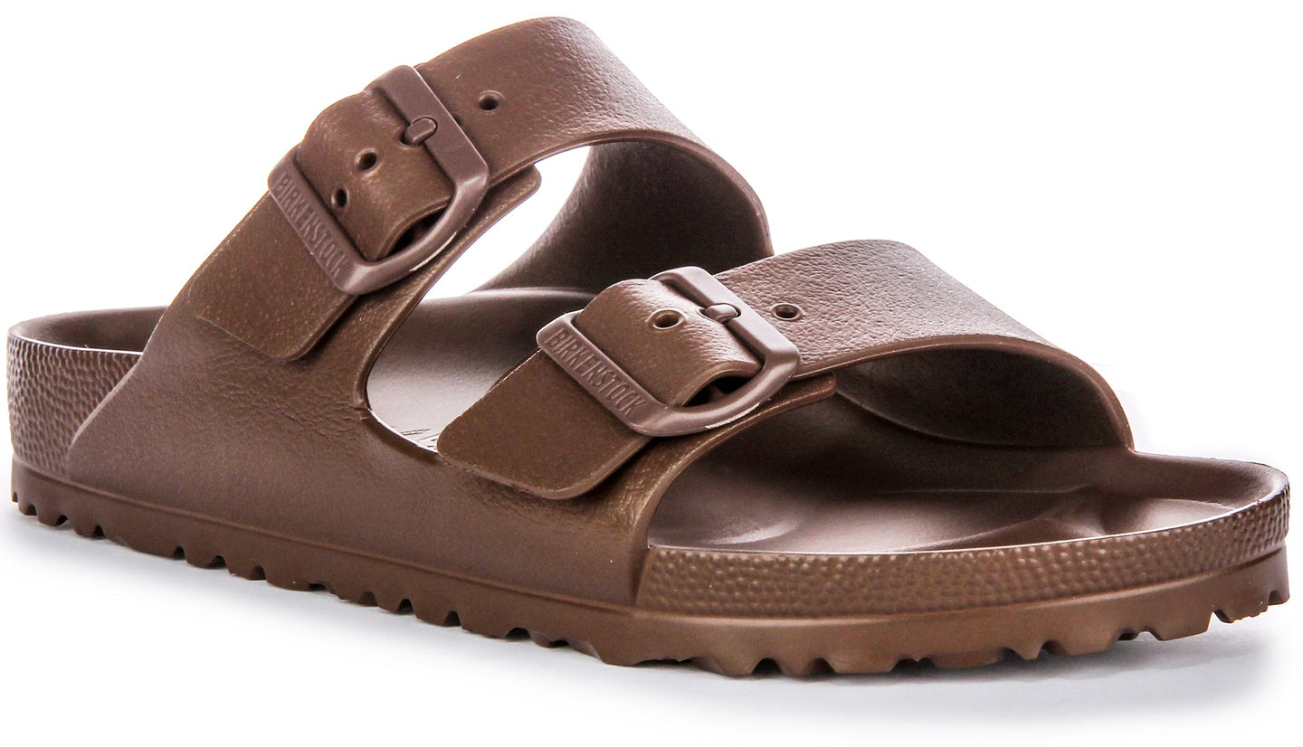 Birkenstock Arizona Eva Sandales en caoutchouc pour femmes en brun foncé
