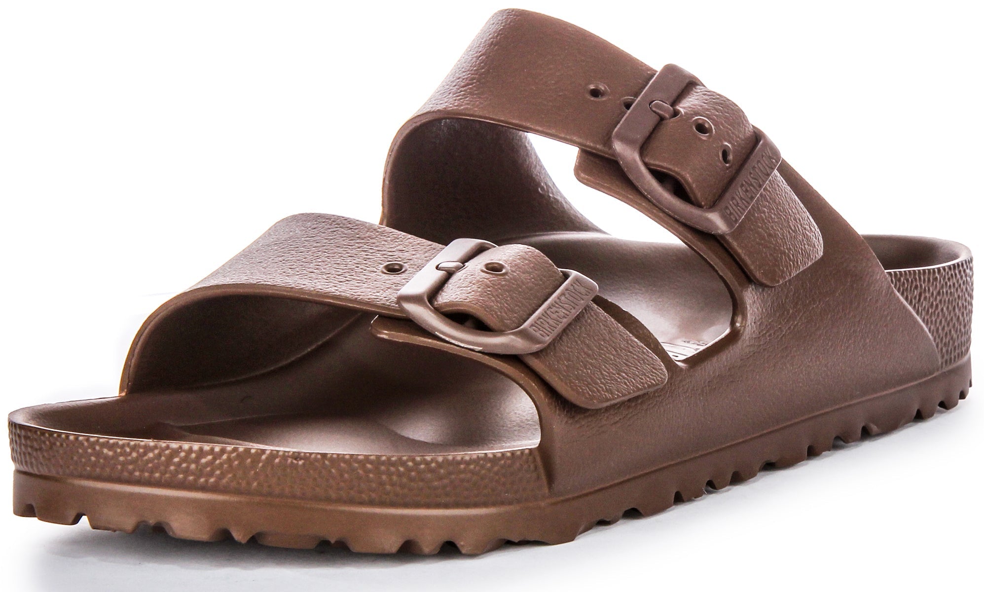Birkenstock Arizona Eva Sandales en caoutchouc pour femmes en brun foncé