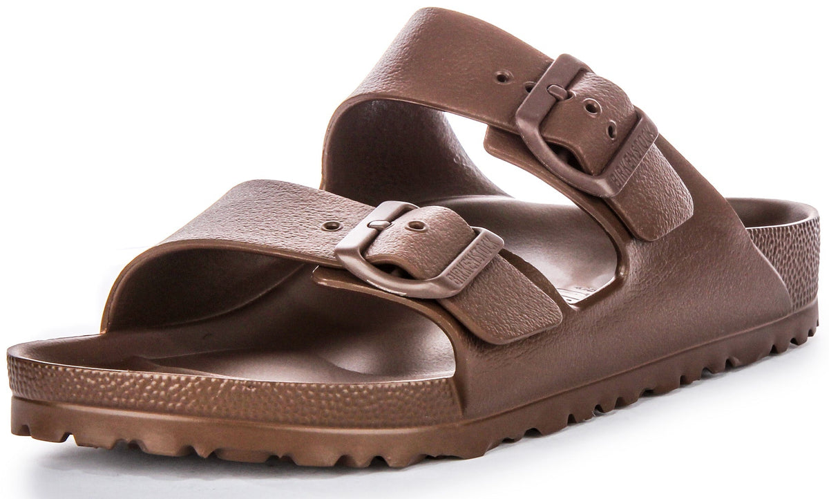 Sandali Birkenstock Arizona Eva in gomma marrone scuro da donna