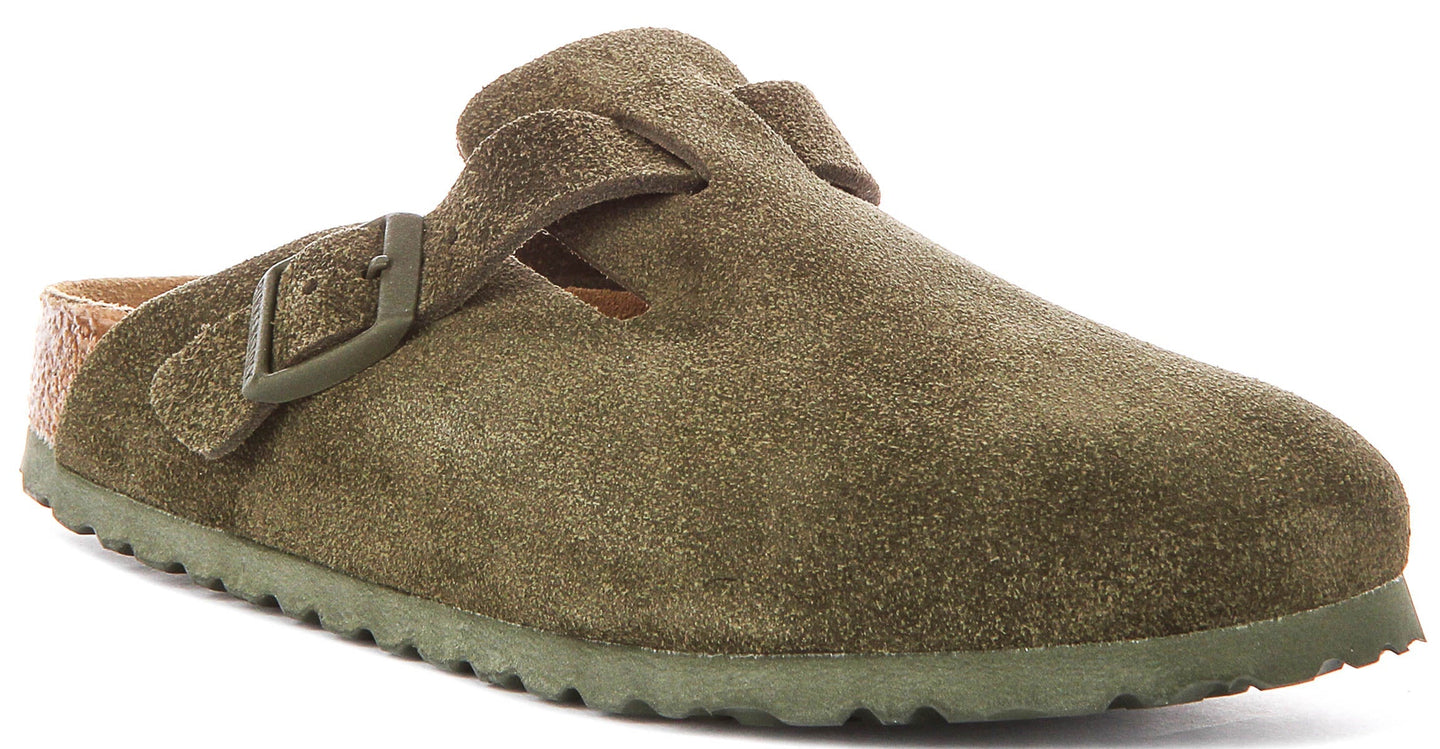 Birkenstock Boston Bs In Dark Green | Narrow Fit