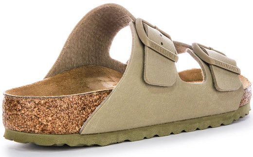 Sandalias Birkenstock Arizona BS de dos tiras ajustables en Birko Flor color kaki