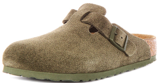 Birkenstock Boston Bs In Khaki Green | Regular Fit