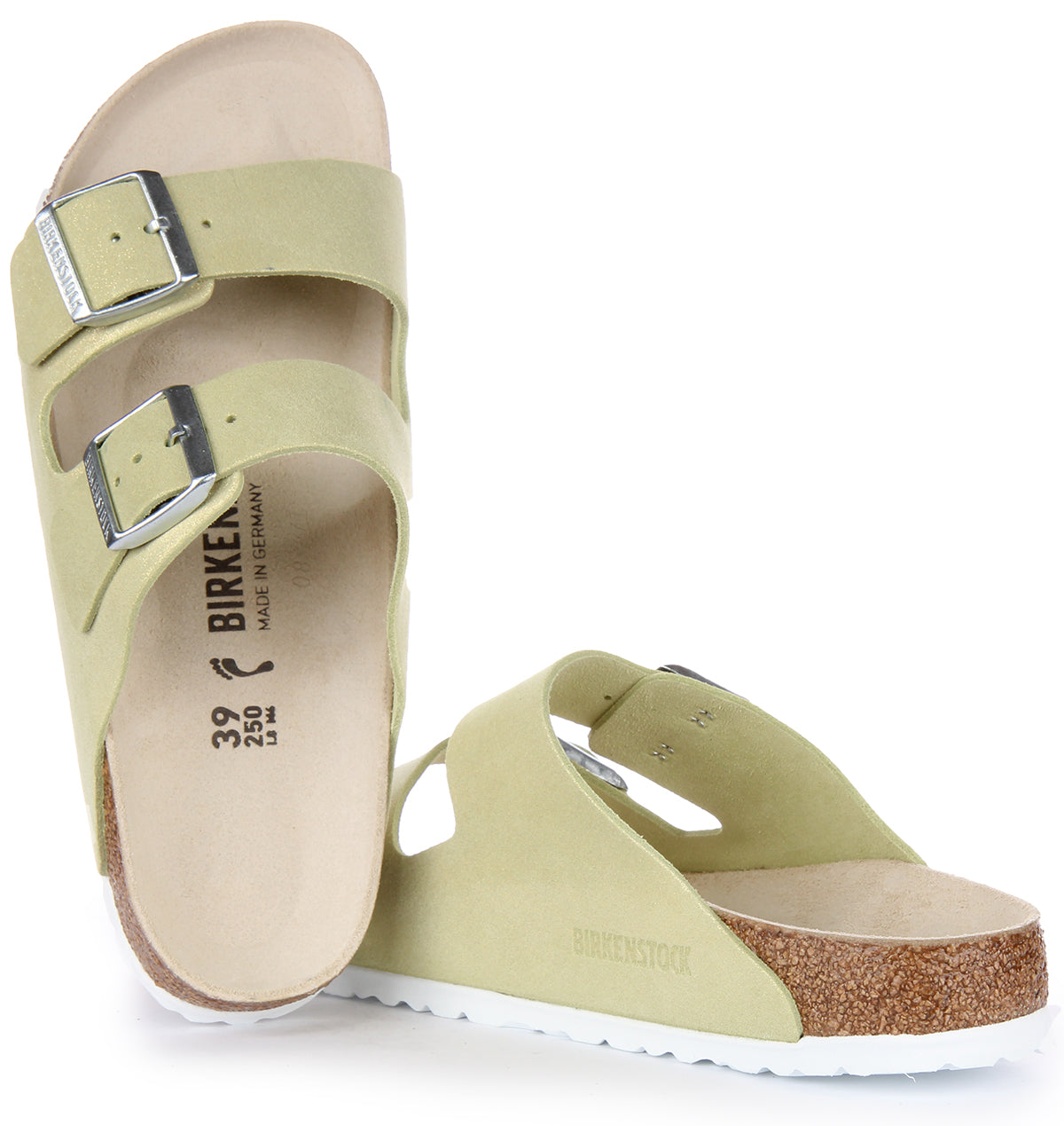 Birkenstock Arizona Sandale en cuir daim poure en vert clair
