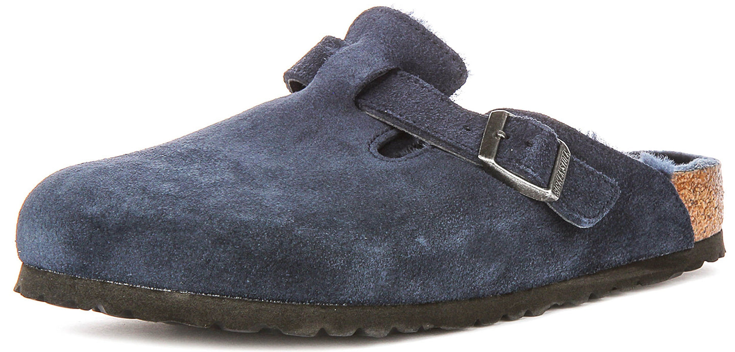 Birkenstock Boston Shearling in Blu Navy | Vestibilità Regolare