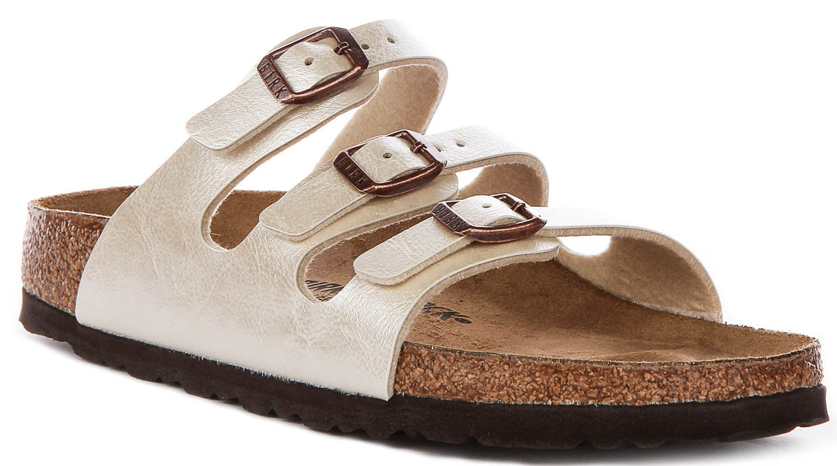 Birkenstock Florida Bs en Blanco Perla | Ajuste Estrecho