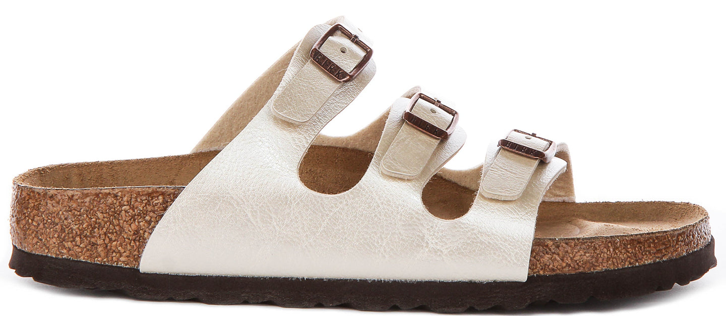 Birkenstock Florida Bs In Pearl White | Narrow Fit