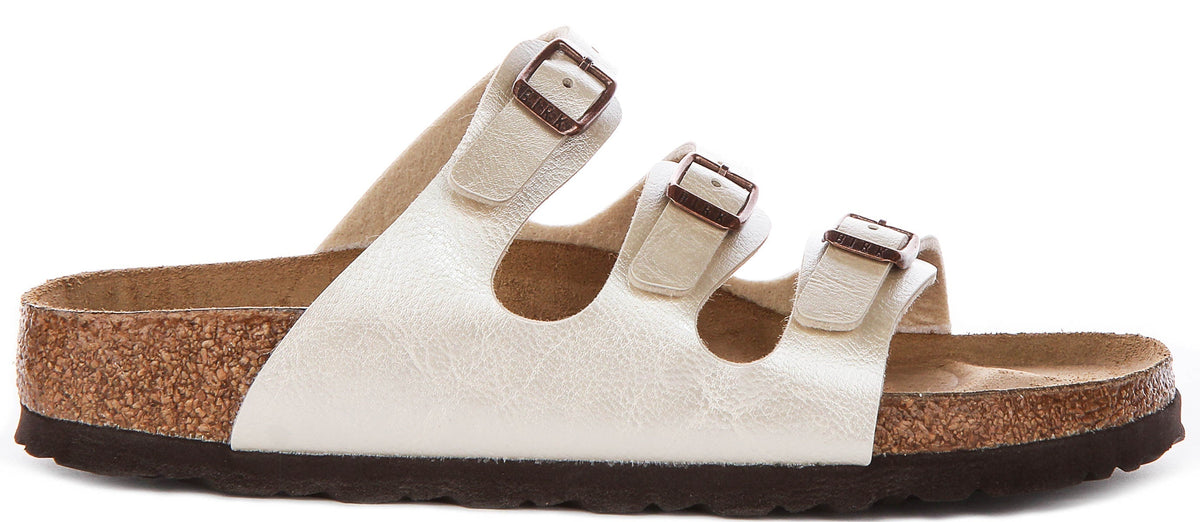 Birkenstock Florida Bs en Blanco Perla | Ajuste Estrecho
