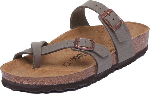 Sandalia Birkenstock Mayari eléctrica de tiras metálicas para mujer en piedra