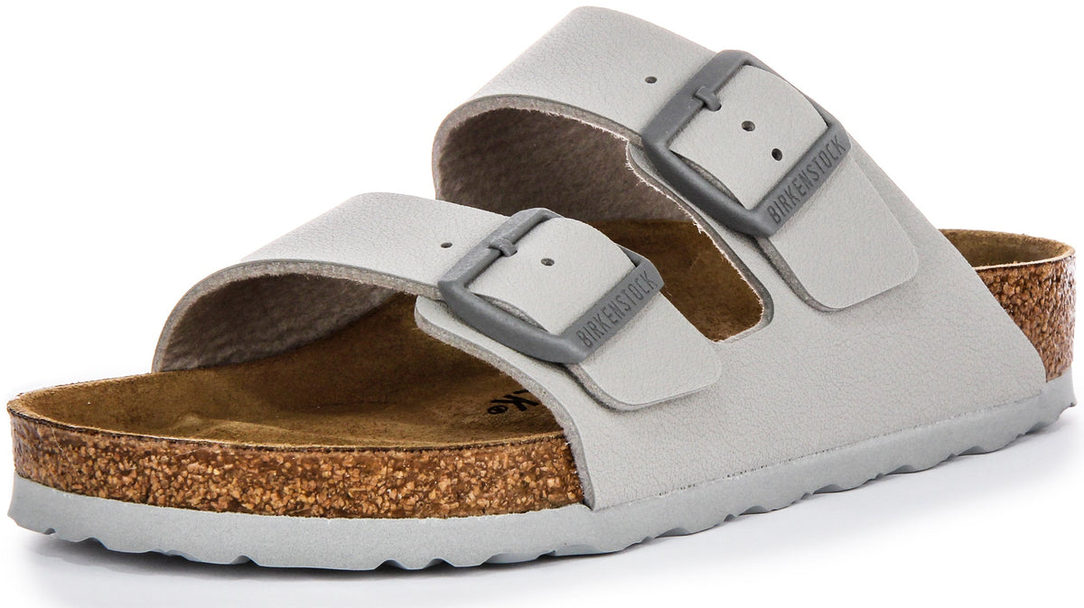 Birkenstock Arizona BF Twee Verstelbare Bandjes Dames Sandalen van Birko Flor in Steen