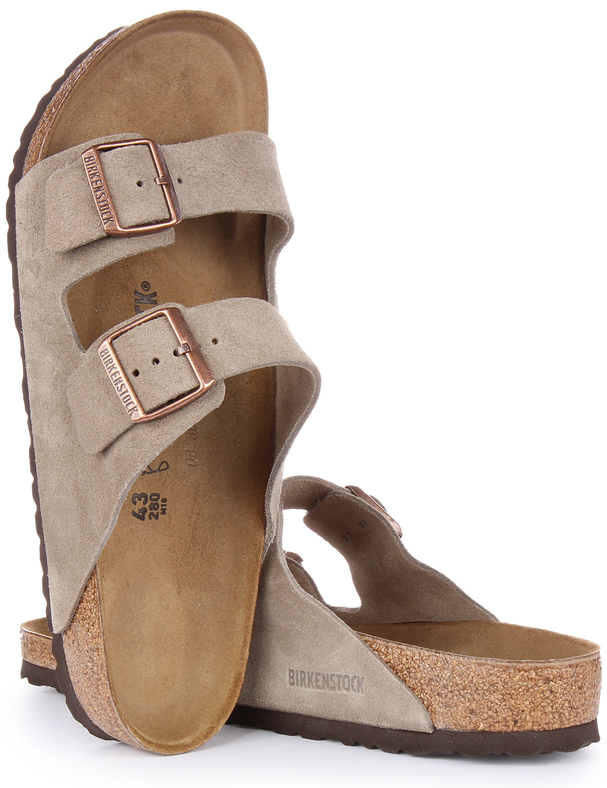 Birkenstock Arizona sandalen van suède leer in taupe