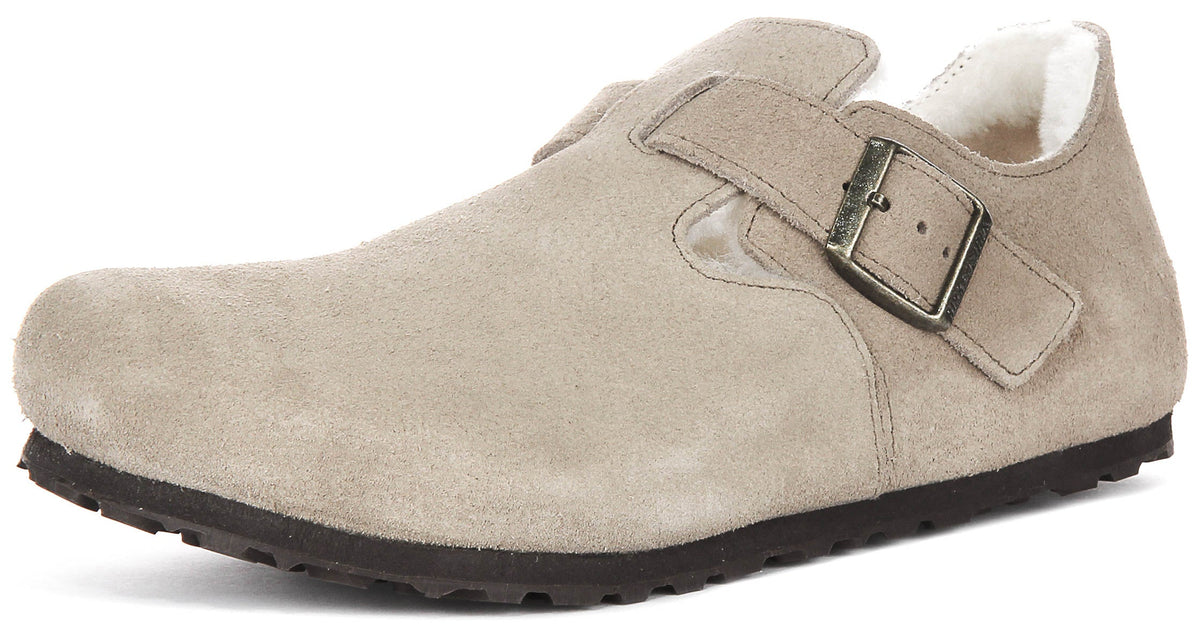 Birkenstock London in Pelle di Pecora Taupe | Taglio Regolare