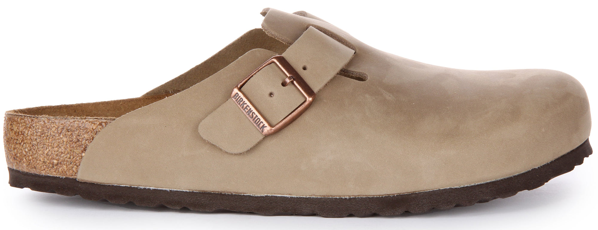 Birkenstock Boston BS sandalen van geolied leer in tabak