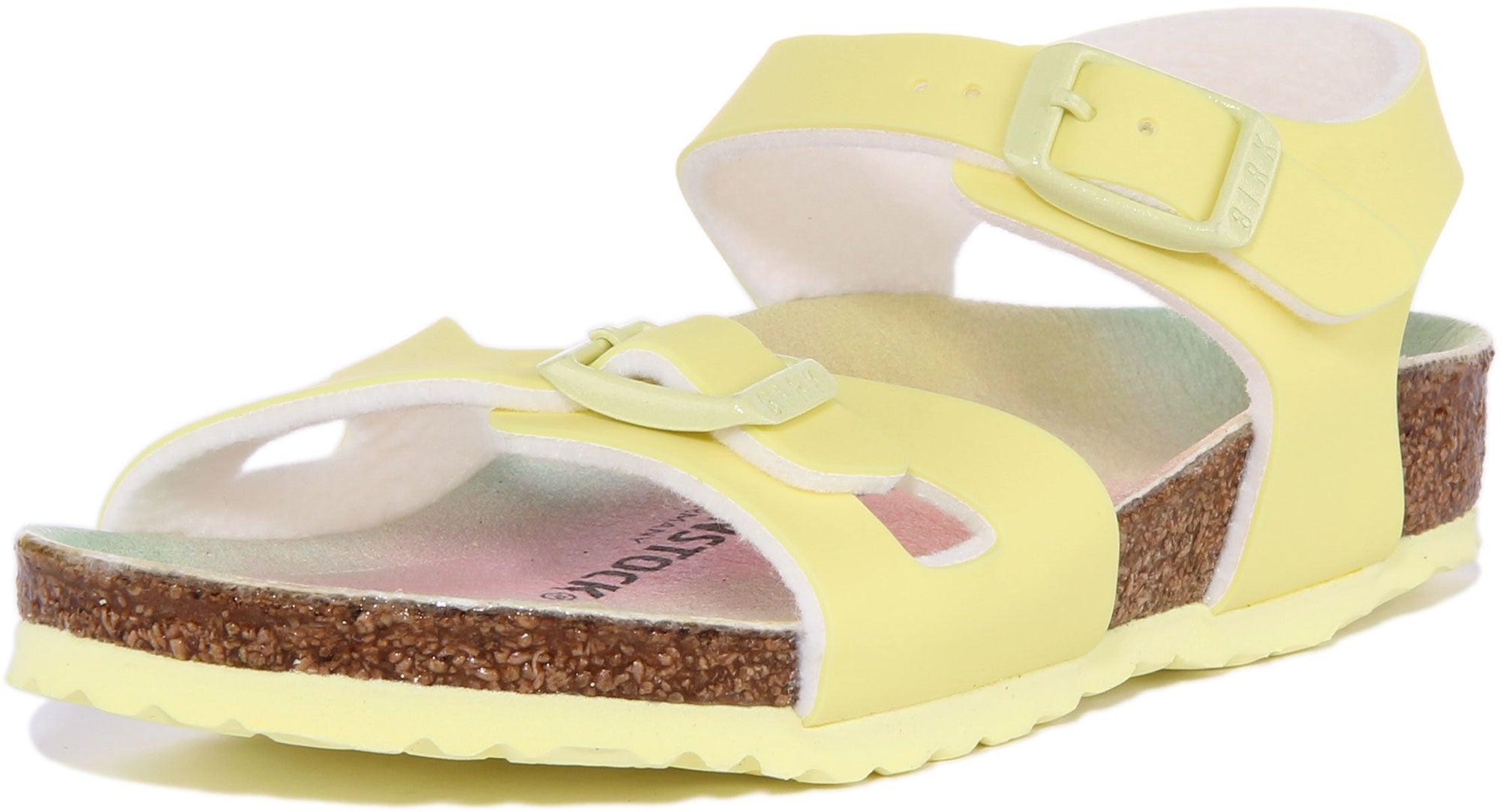 Sandales Birkenstock Rio à lanières en pierre métallique pour enfants en rose