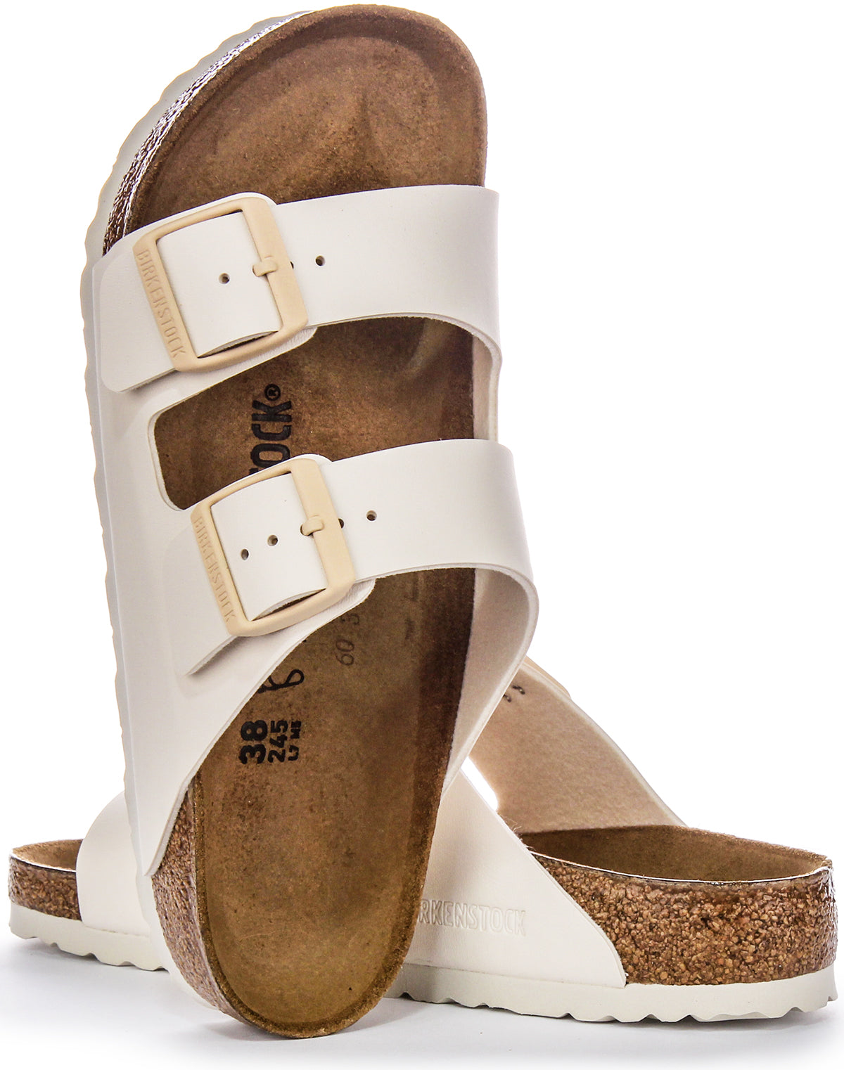 Birkenstock Arizona BS sandalen met twee verstelbare riemen in Birko Flor beige  