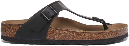Sandalia Birkenstock Gizeh para mujer Birko Flor T Bar en negro, estilo chanclas