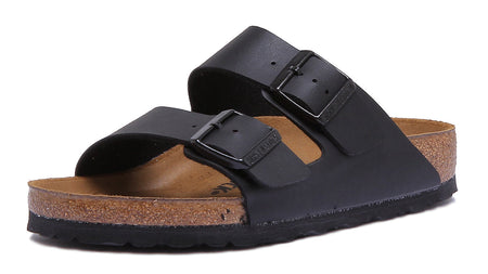 Birkenstock Arizona Sandalen met Birko Flor dubbele band voor dames in zwart