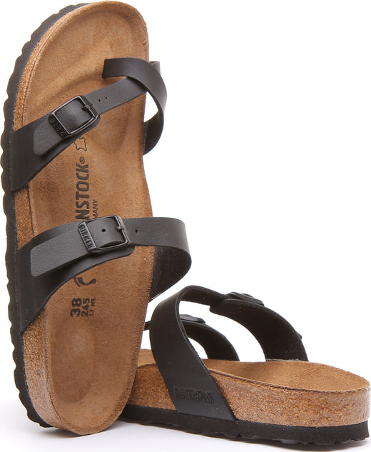 Birkenstock Mayari Sandales à lanières en cuir nubuck pour femmes en noir