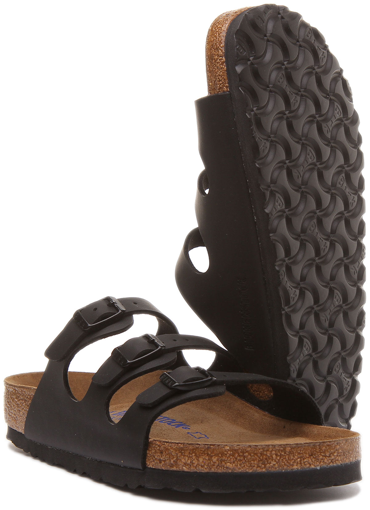 Birkenstock Florida Sandales Birko Flor à trois lanières pour femmes en noir