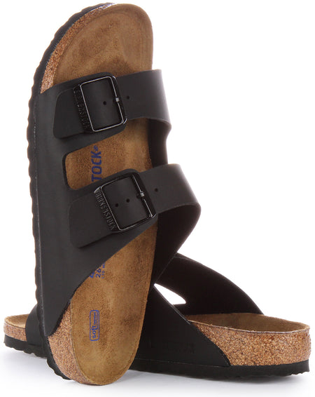 Birkenstock Arizona Birko Flor sandalen met dubbele band in zwart