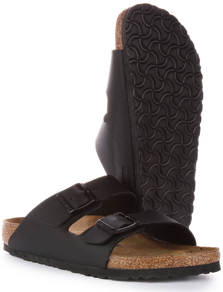 Birkenstock Arizona Birko Flor sandalen met dubbele band in zwart