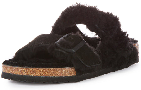 Birkenstock Arizona Split zwarte leren sandalen voor dames  