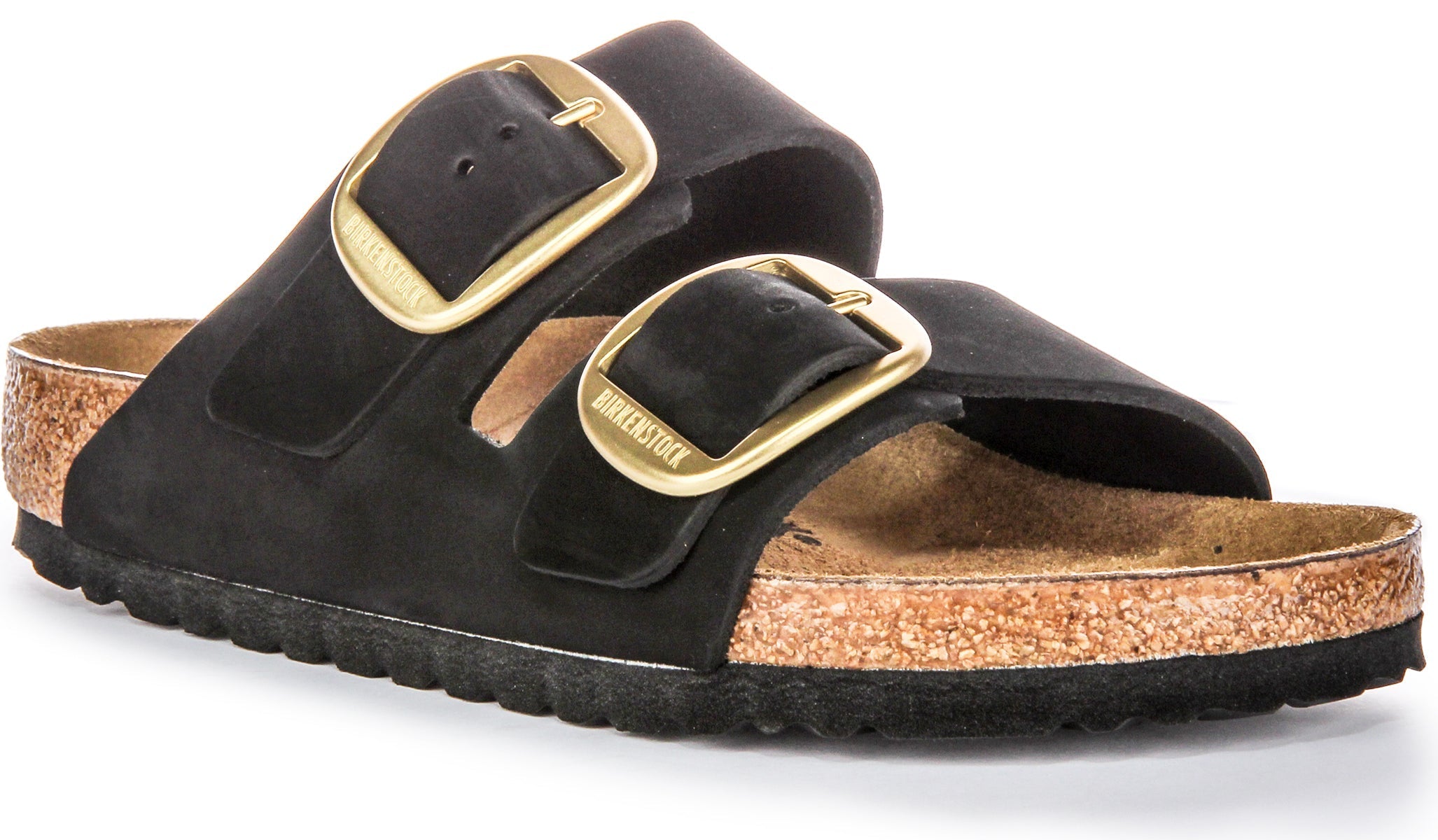 Birkenstock Arizona Big Buckle Sandales en cuir suédé pour femmes en noir