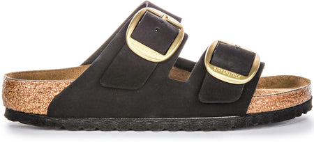 Birkenstock Arizona Big Buckle Sandales en cuir suédé pour femmes en noir