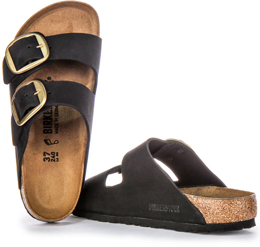 Sandali Birkenstock Arizona Big Buckle in pelle scamosciata neri da donna
