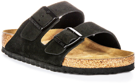 Birkenstock Arizona Zachte Zool in Zwart Suède | Normale Pasvorm