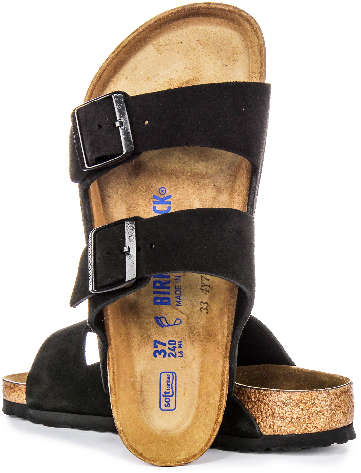 Birkenstock Arizona Zachte Zool in Zwart Suède | Normale Pasvorm